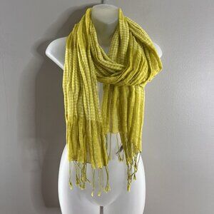 Talbots Green Dot Plaid Gauzy Linen Blend Scarf Summer